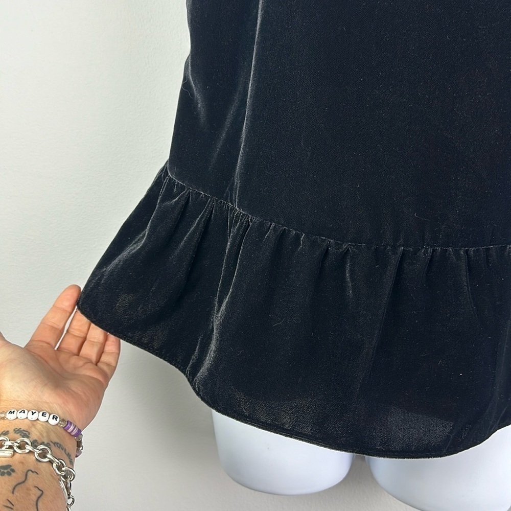NEW J. Crew Black Velvet Peplum Cami Tank Top Size 2 Layer Lined Soft Dressy - Picture 6 of 16